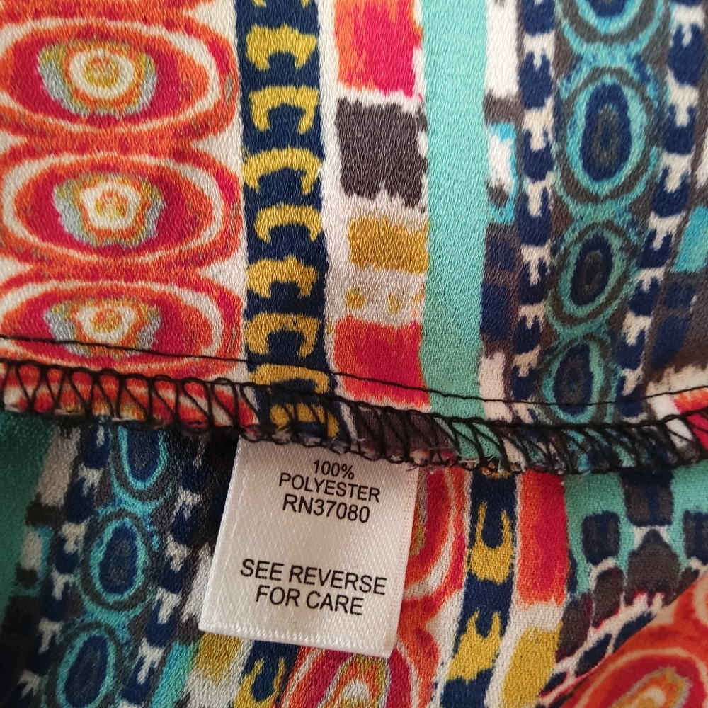 Cato Multicolor Patterned V-Neck Tunic - Picture 11 of 11